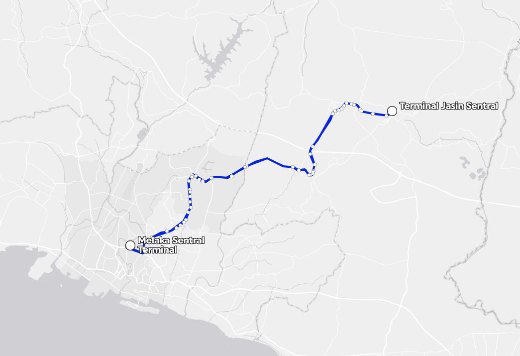 BAS.MY Melaka M32 Overview Route Map